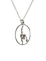 KOMKOV brooch green gymnast with hoop sitting down (Копировать)