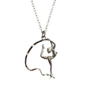 KOMKOV brooch green gymnast with hoop sitting down (Копировать)
