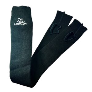 KOMKOV gaiters black with white logo