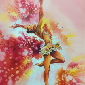 Painting on canvas “Gymnast with ball pink”