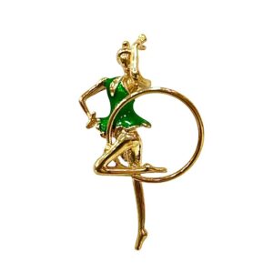 KOMKOV brooch green gymnast with standing hoop