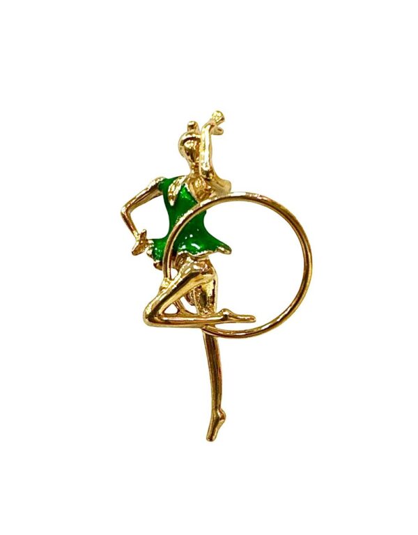 KOMKOV brooch green gymnast with standing hoop