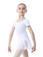 T-shirt leotard SOLO with skirt white