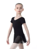 T-shirt leotard SOLO with skirt black