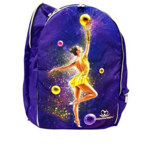 Рюкзак KOMKOV с боковым карманом "Гимнастка с мячом" фиолетовый